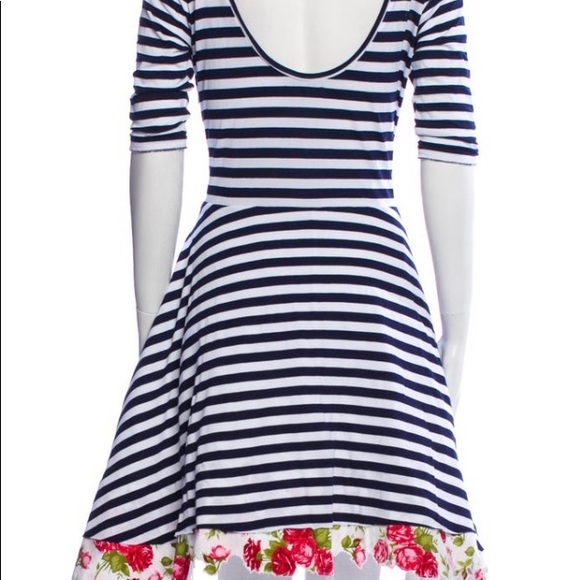 Natasha Zinko blue and white striped dress with tulle underskirt. - Picture 2 of 4